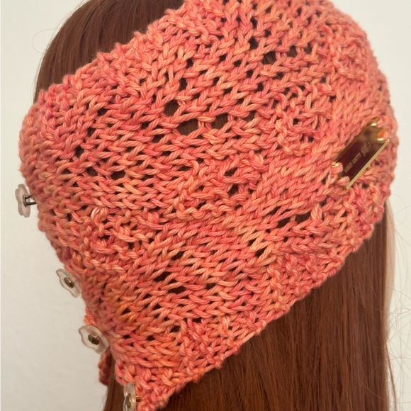 Hand Knits 2 Love Headband Bandana Headwrap Cotton Ombre Tangerine Designer Lace main image 6